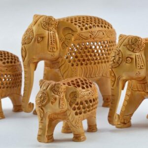 Jali Work Wooden Elephant Set