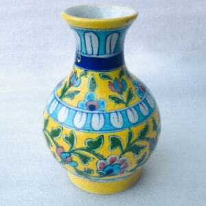 Blue Pottery Floral Vase with Hand-painted Design – Jaipur Handicraft Flower Pot