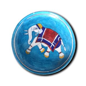 Handcrafted Blue Pottery Plate with Royal Elephant Design – Jaipur Pottery Décor Blue Pottery Decorative Plate with Hand-painted Elephant Design – Jaipur Handicraft