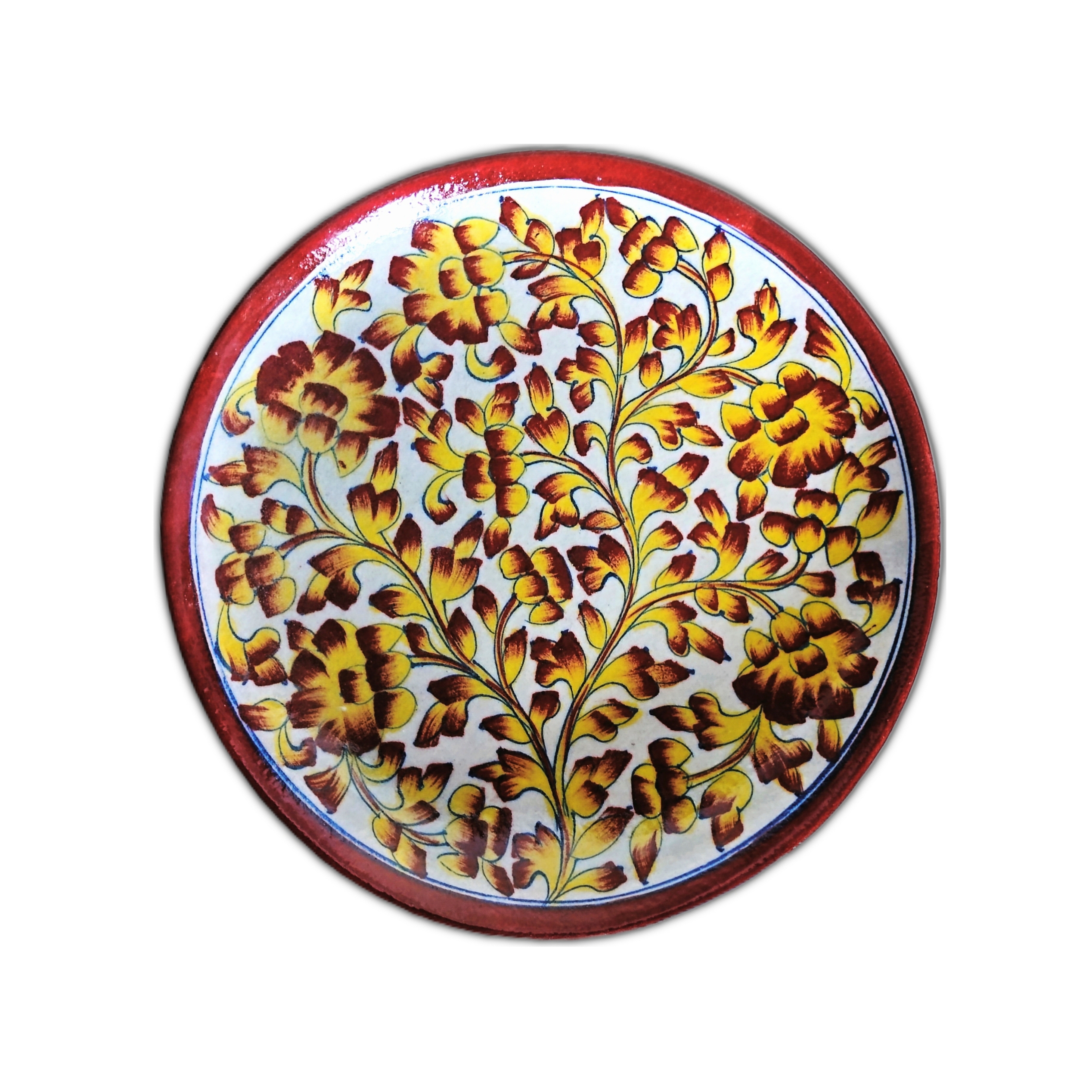 Blue Pottery Decorative Plate with Hand-painted Floral Design – Jaipur Handicraft